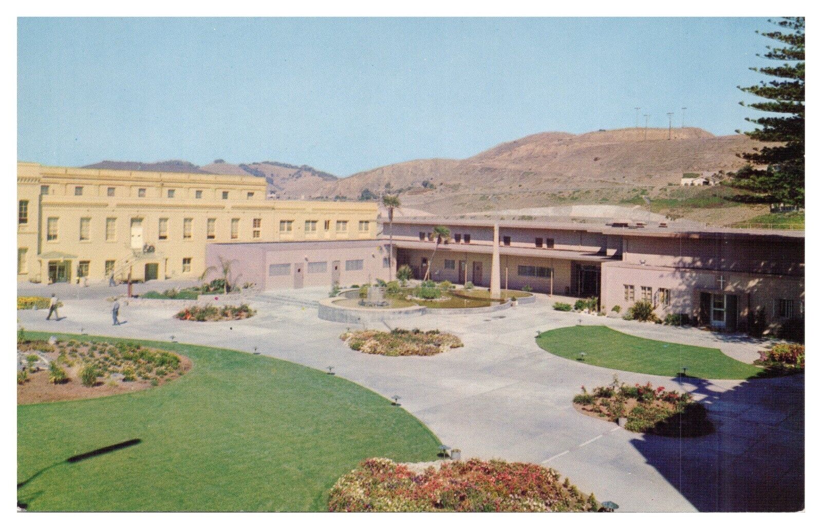 Vintage Catholic & Protestant Chapel Garden San Quentin Prison CA Postcard Unp.