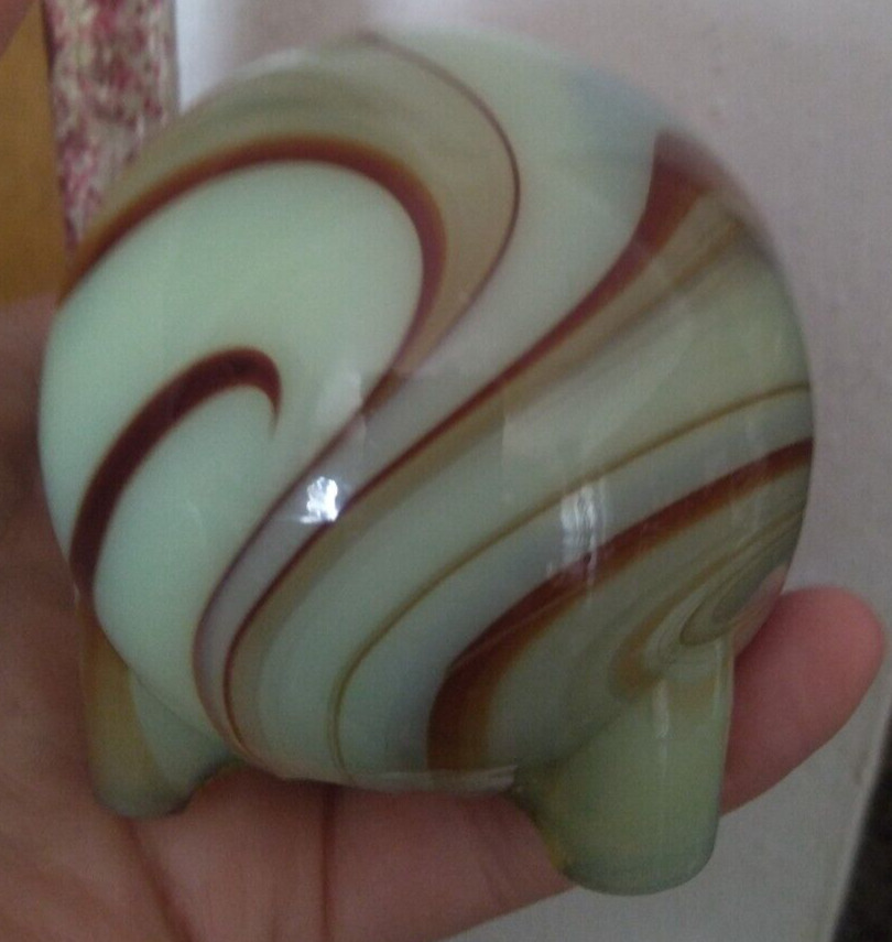 Small Antique Art Deco Marble Swirl Uranium Lamp Globe / Shade