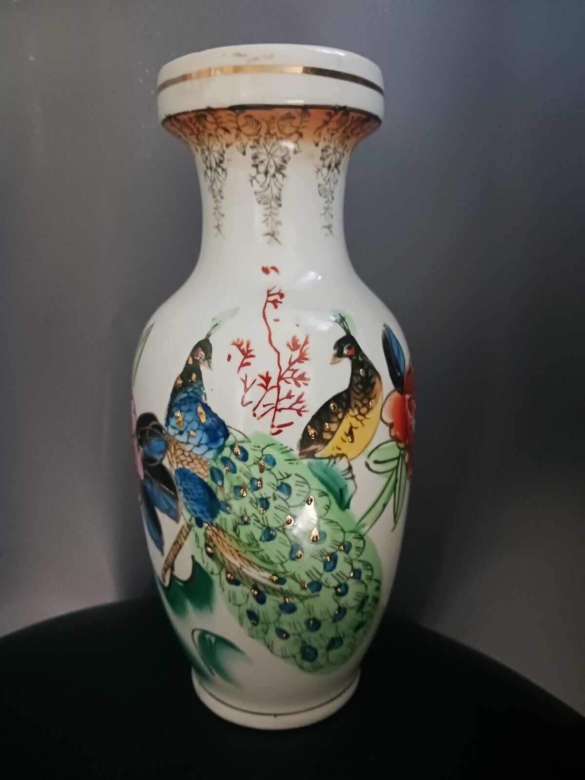 Vintage Chinese Double Peacock Vase