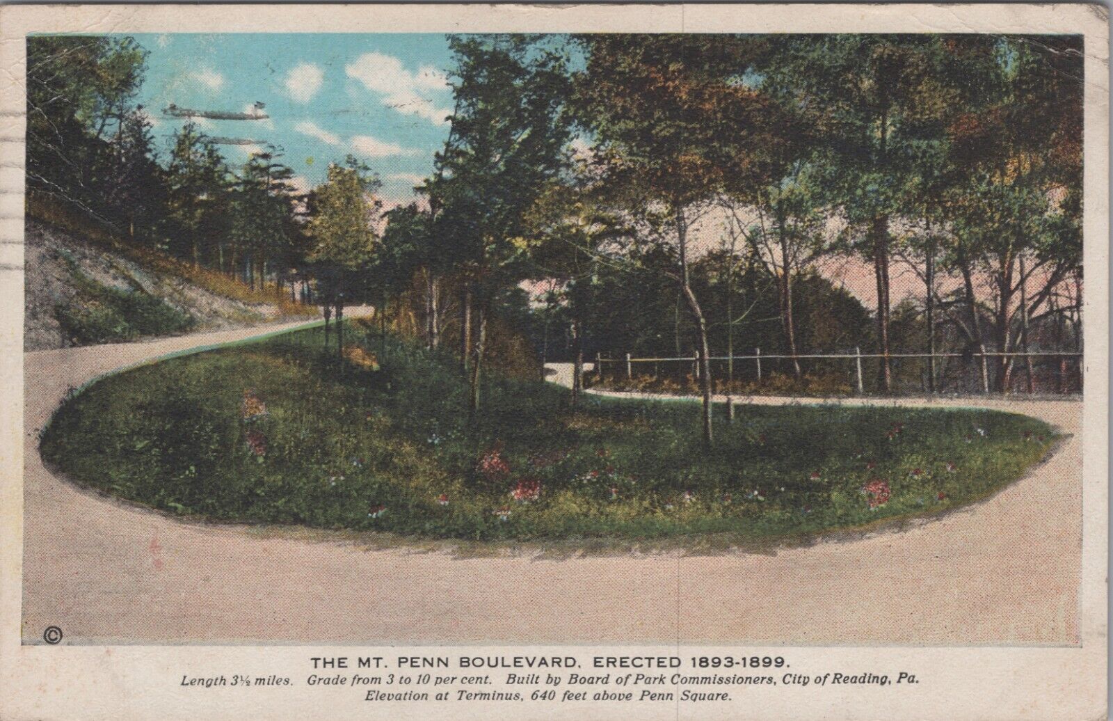 1921 Postcard The Mt. Penn Boulevard Erected 1893-1899, Pennsylvania PA 5827d2