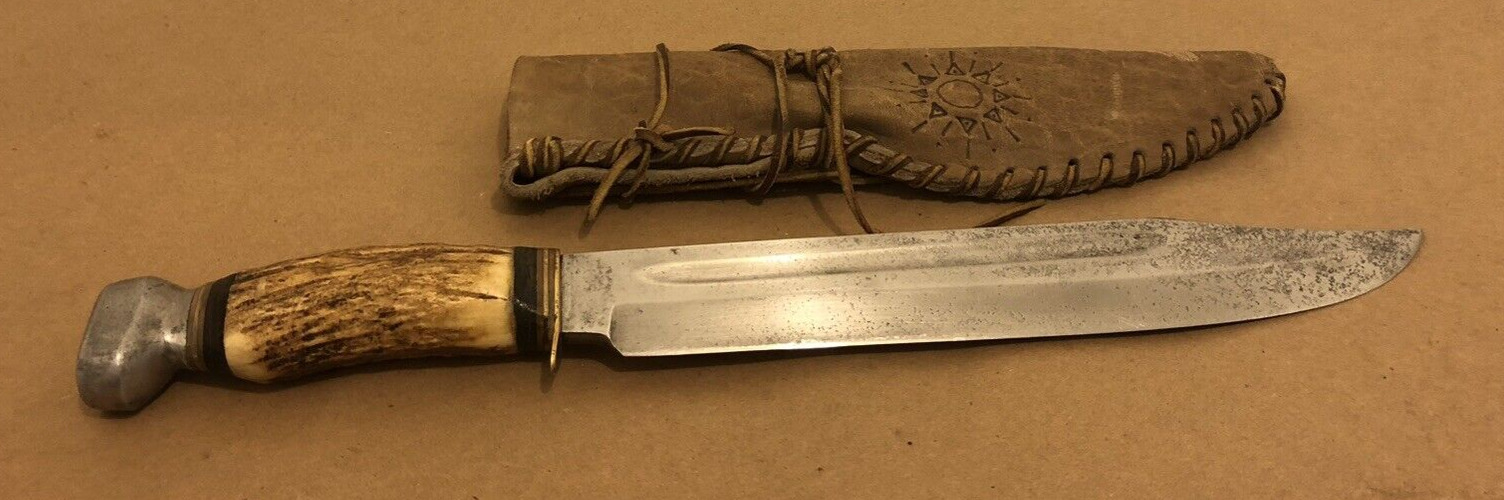Large Walter Willms German Solingen Stag Hunting Knife w/ Sheath