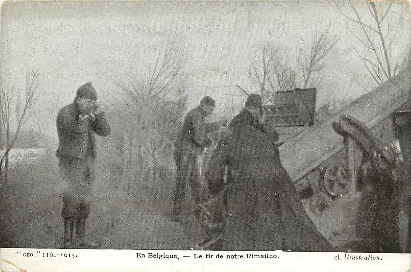 WWI Postcard Le Tir De Notre Rimailho 155 mm Rimailho Howitzer En Belgique M1904
