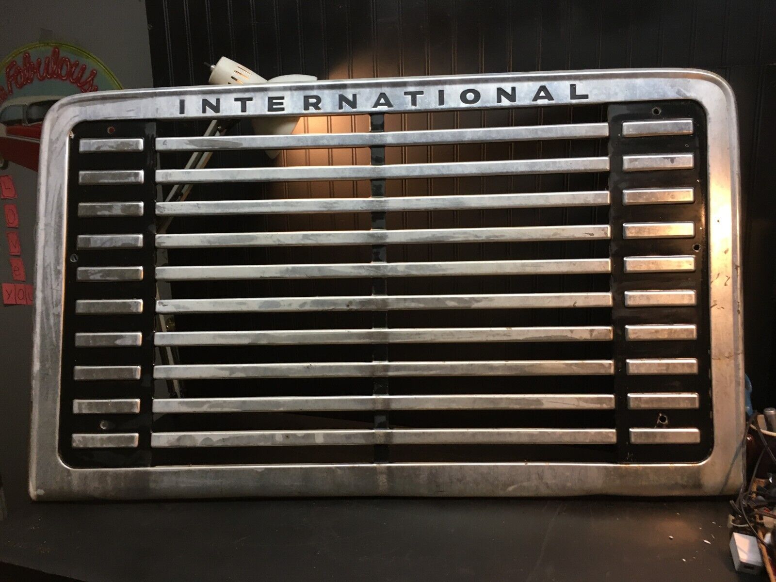 Vintage Metal And Chrome International Harvester Front Truck Grill Sign