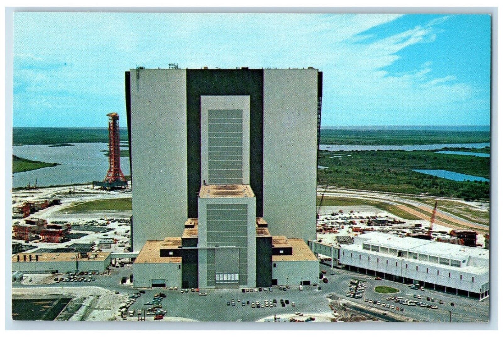 c1950\'s John F. Kennedy Space Center N.A.S.A. Building Cars Florida FL Postcard