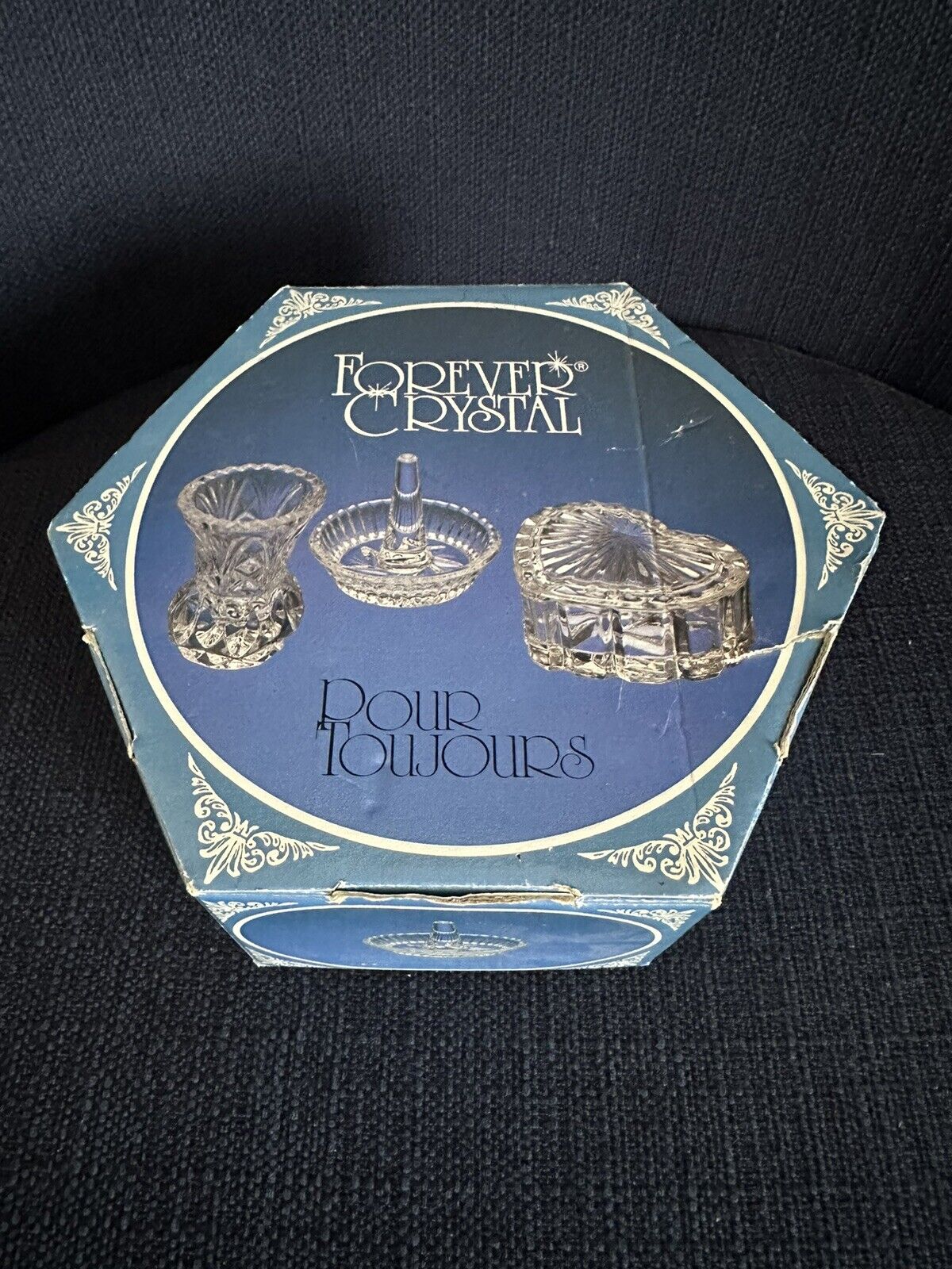 1980s Vintage Forever Crystal 3 Piece Vanity Set
