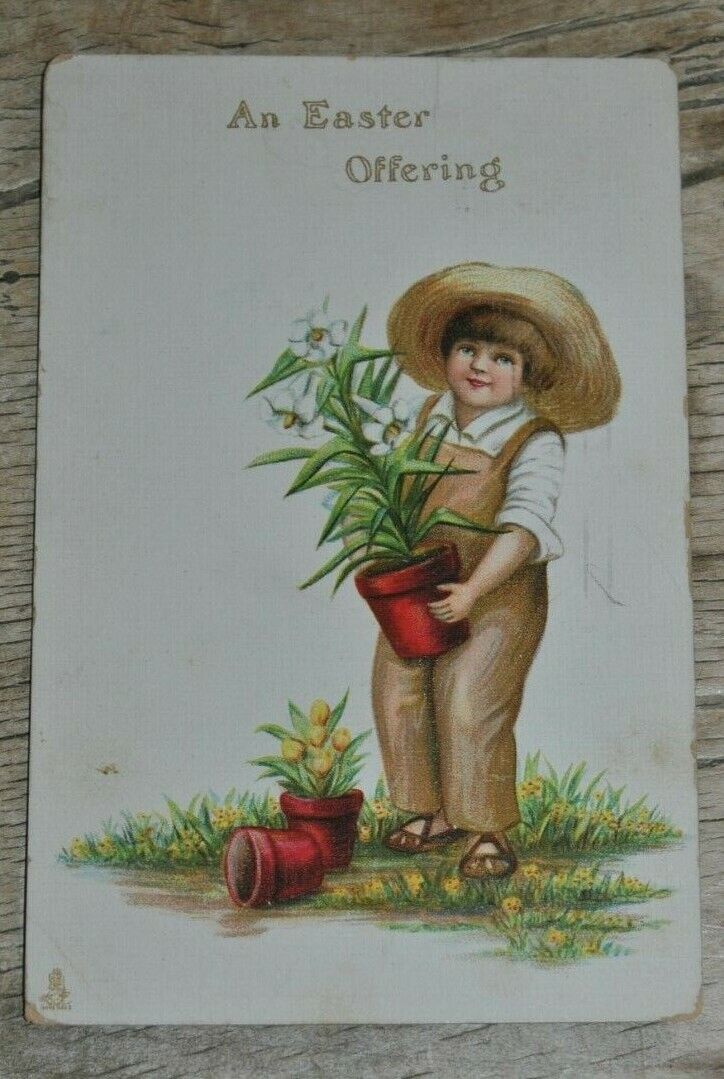 Antique AN EASTER OFFERING Tuck's Post Card Children Series no 758 From Germany