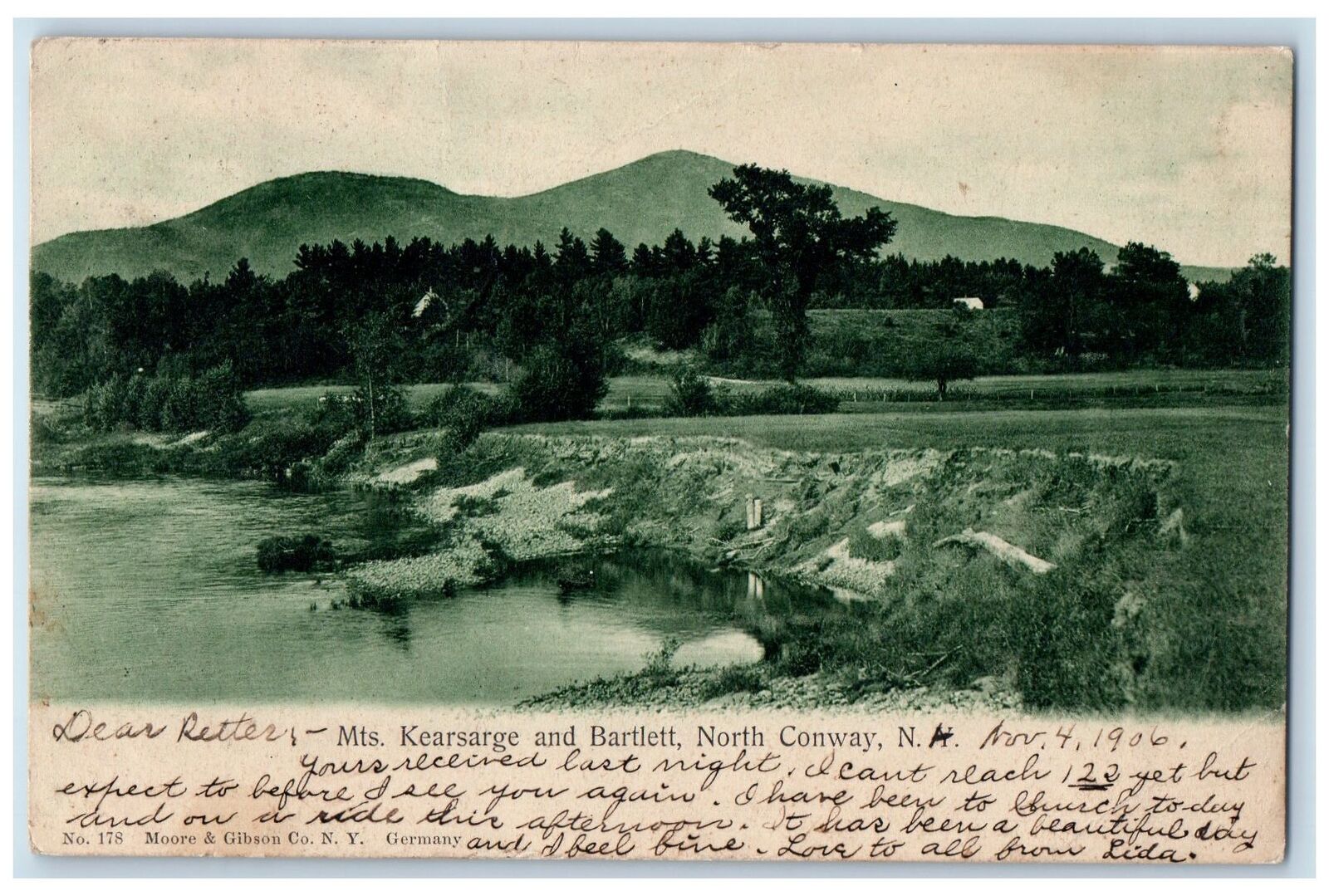 1906 Mt. Kearsarge And Bartlett North Conway New Hampshire NH Posted Postcard