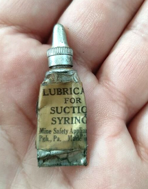 Vintage Mine Safety Product Lubricant for Suction Syringe Metal used Tube