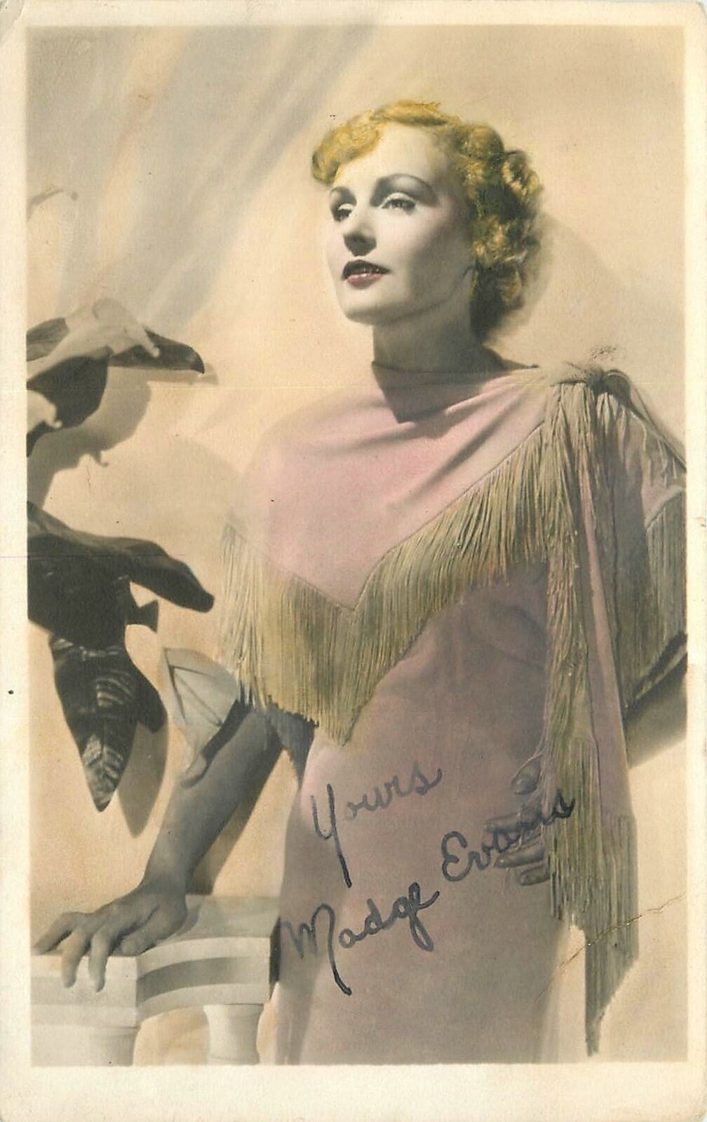 RPPC Postcard 1935 Madge Evans Movie Actress autograph hand tint 23-3436