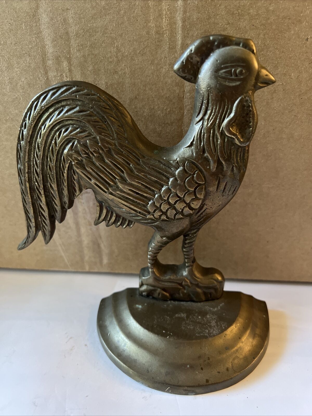 Vintage Genuine Solid Brass Rooster Bookend, Kelex-India
