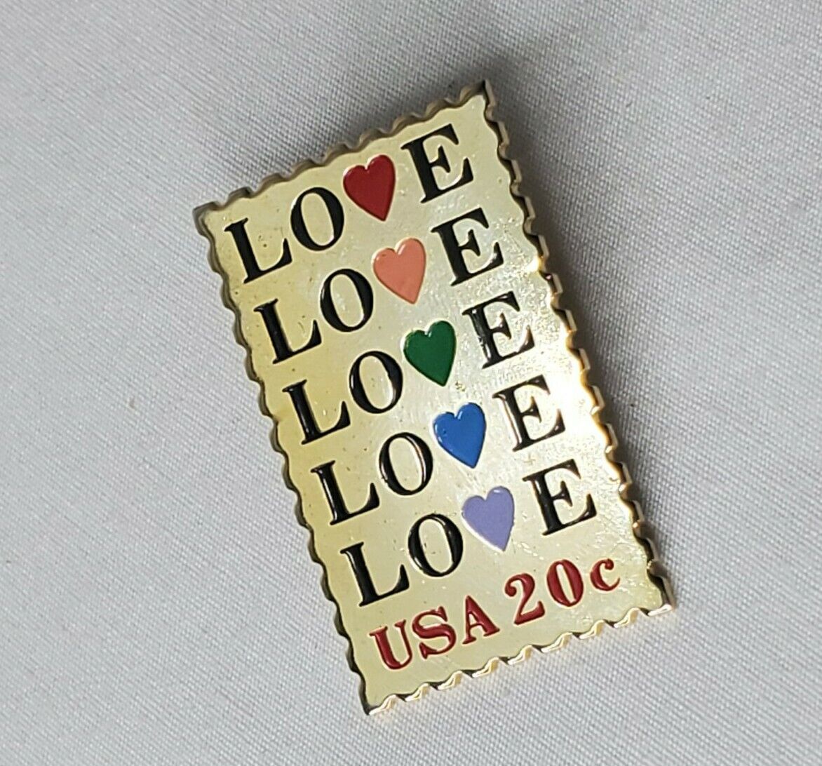 Vintage 1984 USPS Postage Stamp Lapel Pin Love USA Hearts 