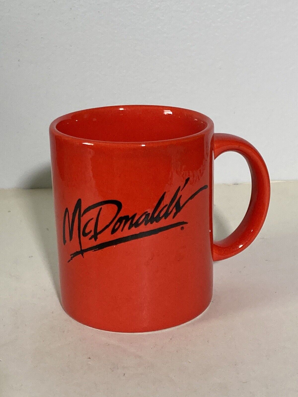 Vintage McDonald's Coffee Mug 1970's Red Ceramic Black Logo Japan