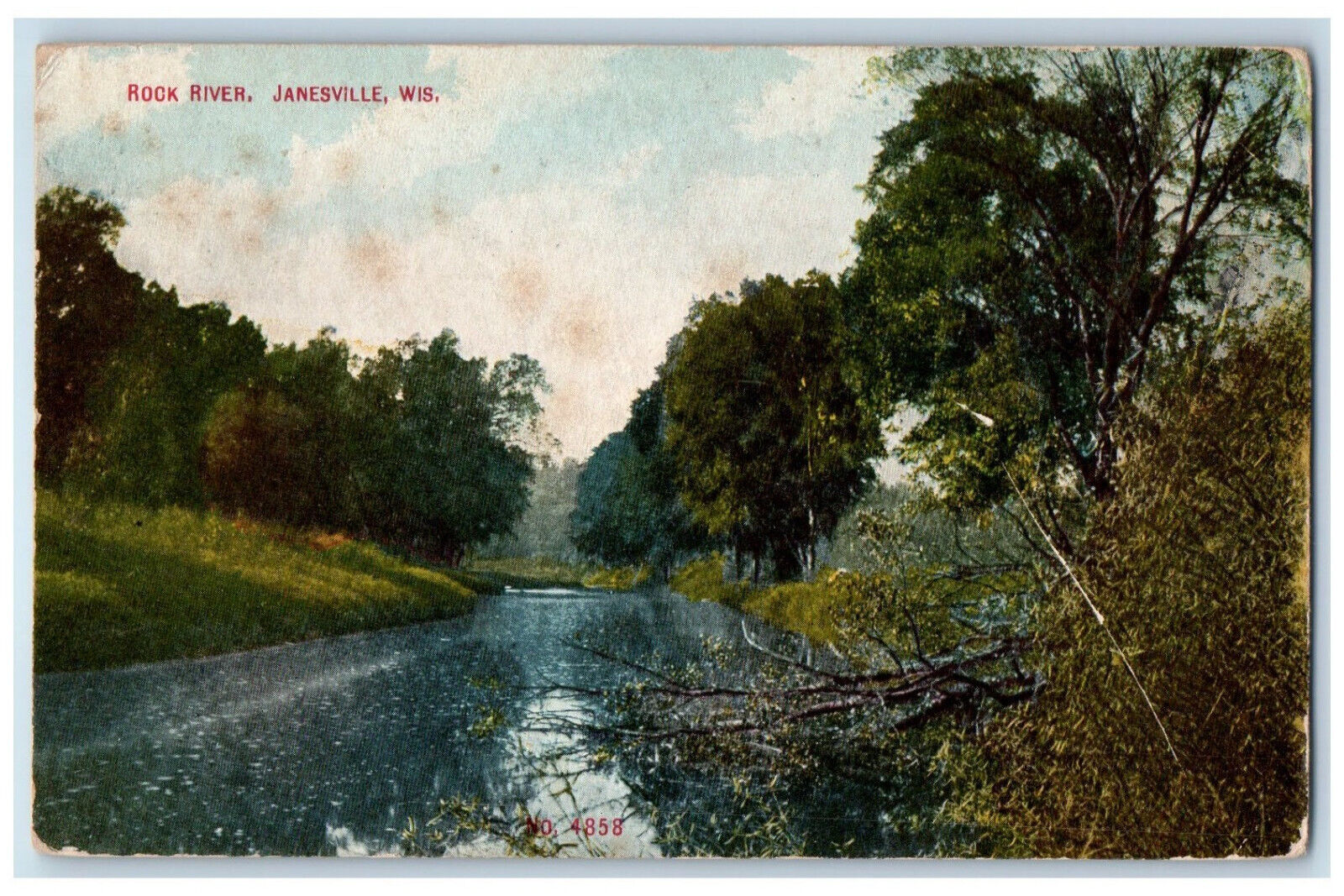 1916 Scene of Rock River Janesville Wisconsin WI Antique Posted Postcard