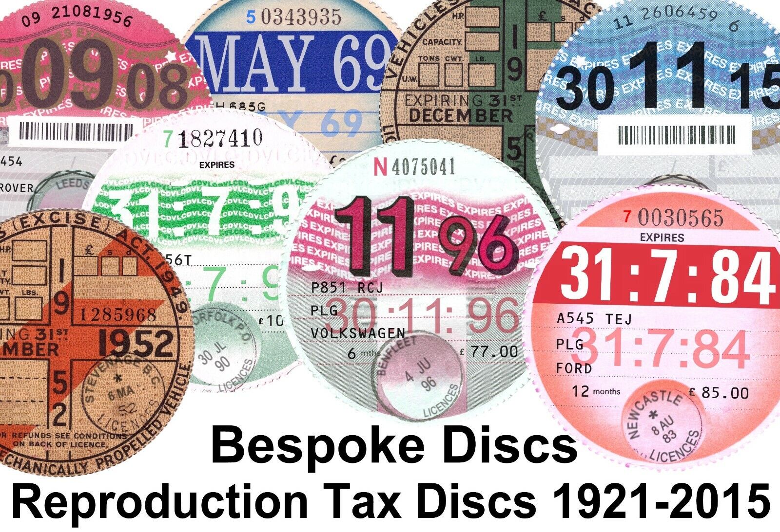 Replica Classic Car Vehicle Road Tax Disc Birthday Fathers Day Gift Bespoke
