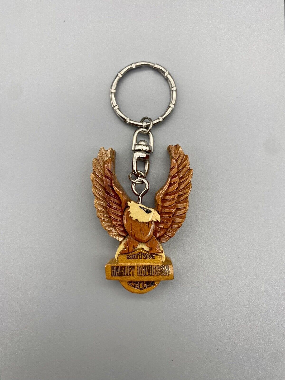 Harley Davidson Motorcycles Wooden Eagle Keychain