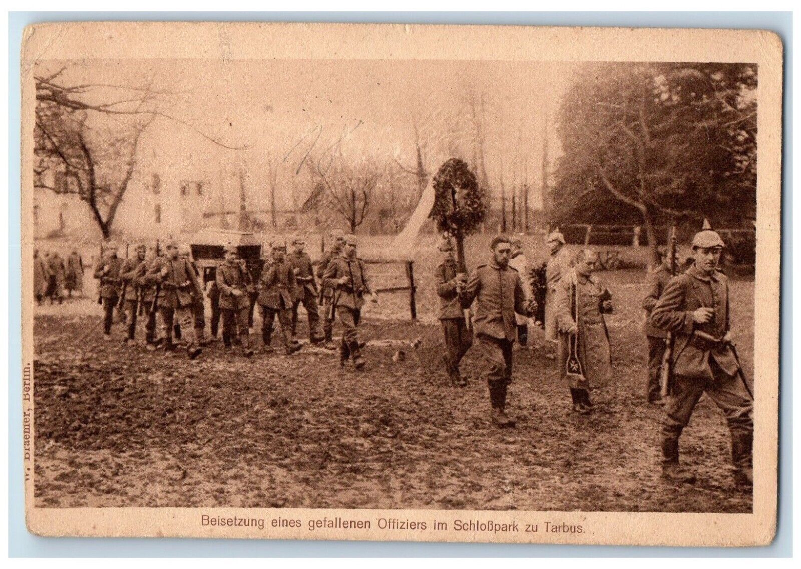 c1910\'s WWI German Army Officer Funeral Tarbus Military Soldier Antique Postcard