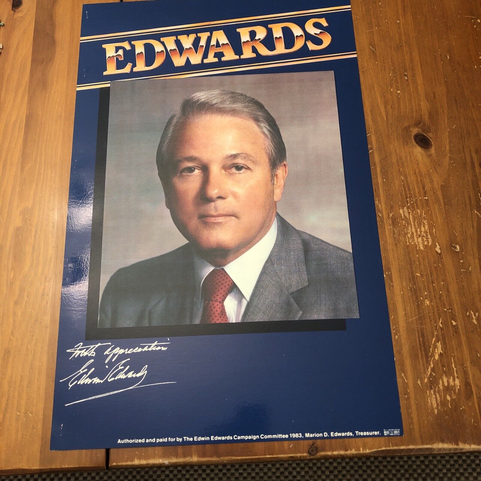 Edwin Edwards, 1983 Campaign poster, Former Louisiana Governor Vintage 16 X 25