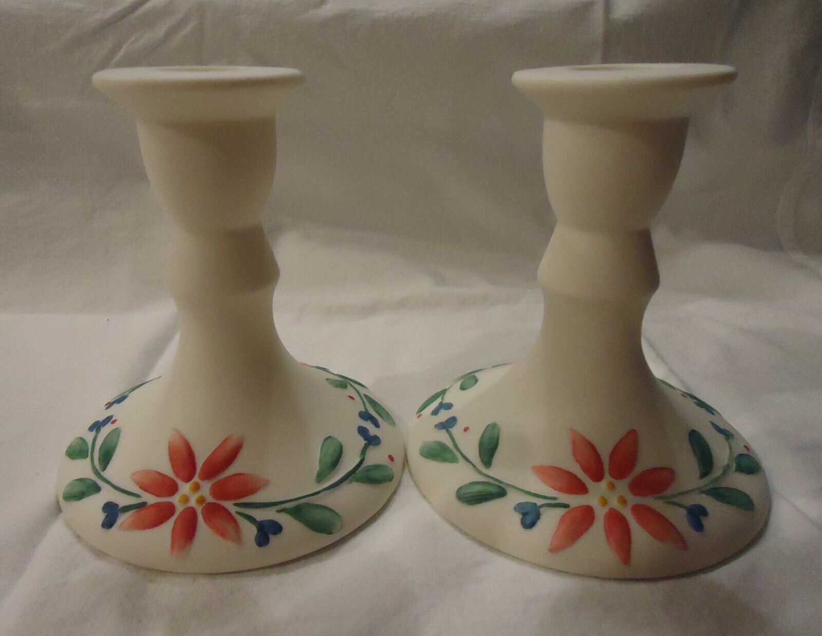 Pair, (2) vintage porcelain candle holders, imported, perfect condition