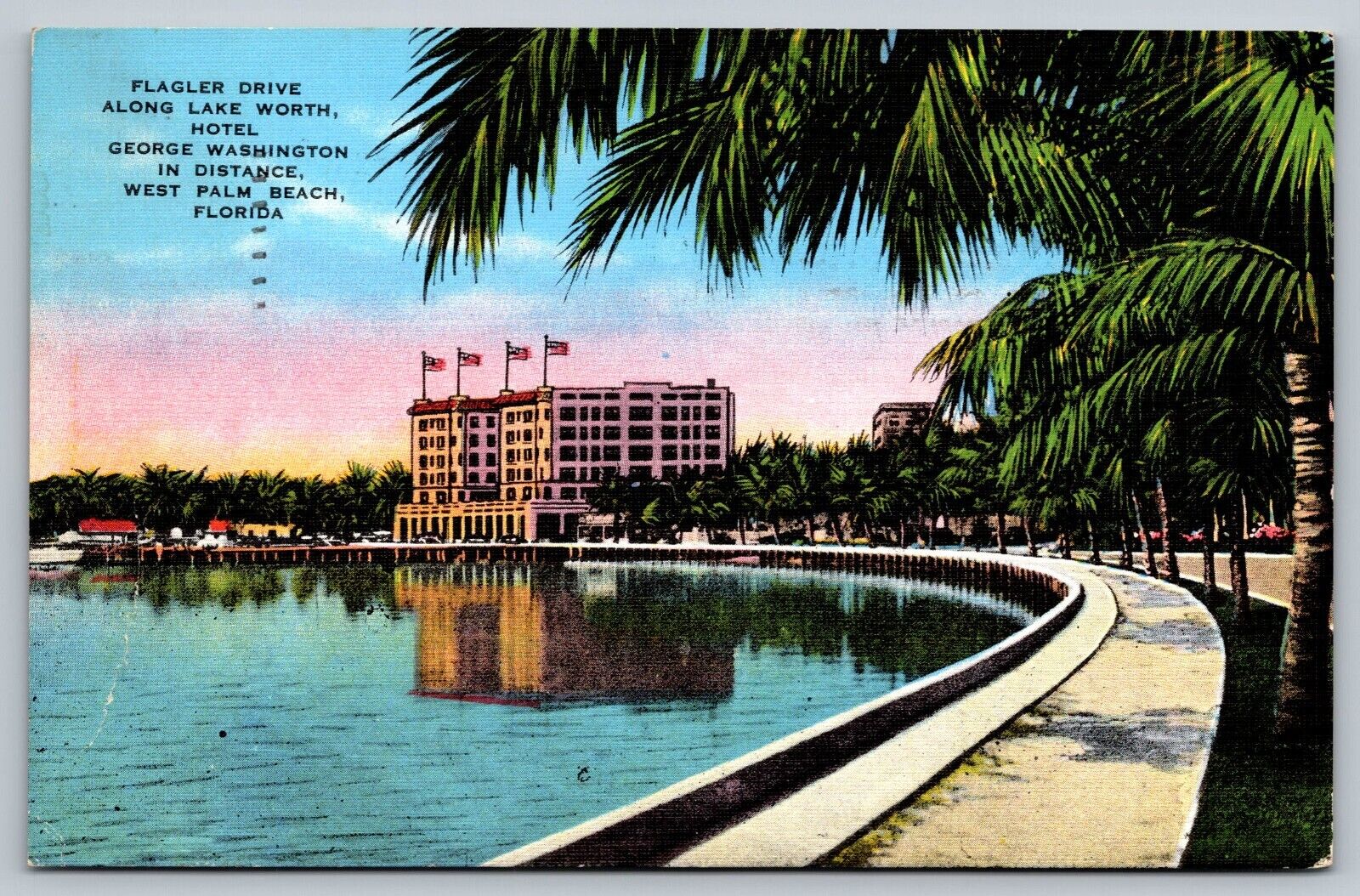 vintage linen postcard - Hotel George Washington Florida