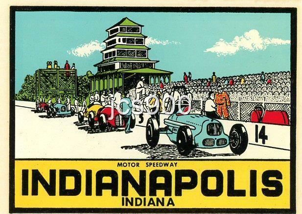 VINTAGE INDIANAPOLIS INDIANA MOTOR SPEEDWAY INDY 500 SOUVENIR AUTO TRAVEL DECAL