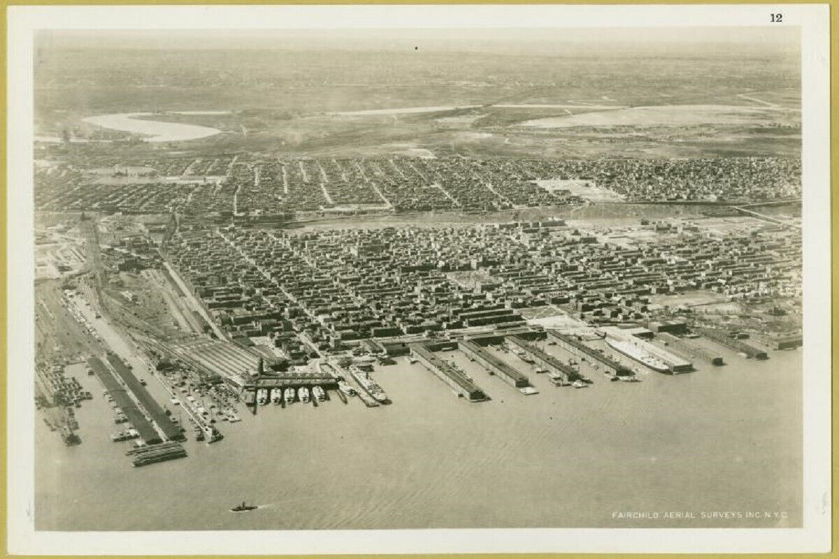 Old 4X6 Photo, 1930's Aerial view of Hoboken NJ 1630052