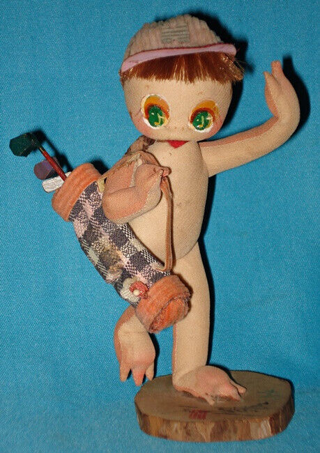 1960s Vintage Japanese SHIBATEN GOLFER Cloth Doll