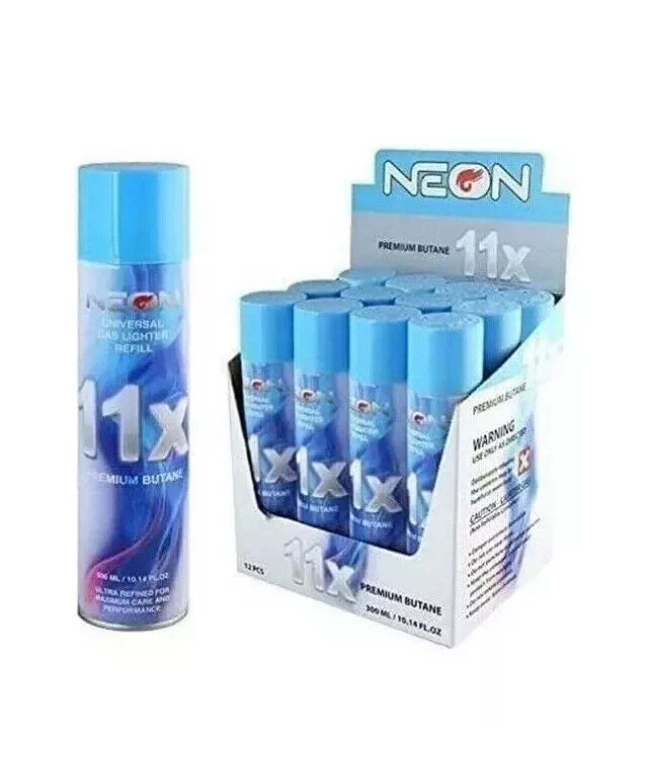 Twelve (12) Cans of Neon 11x Ultra Refined Butane Gas