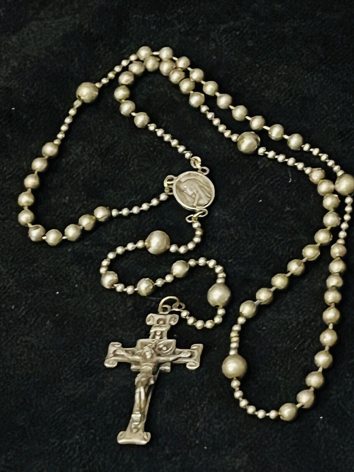 Antique/Vintage WW2 Military Rosary Ball Chain Religious Crucifix Catholic