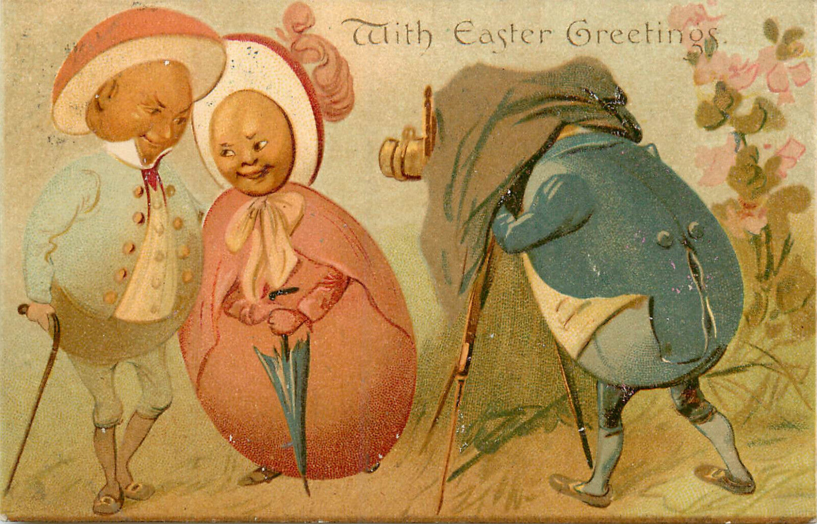 Tuck Easter Postcard 119 Hard Boiled Egg People, Photographer, Loving Couple