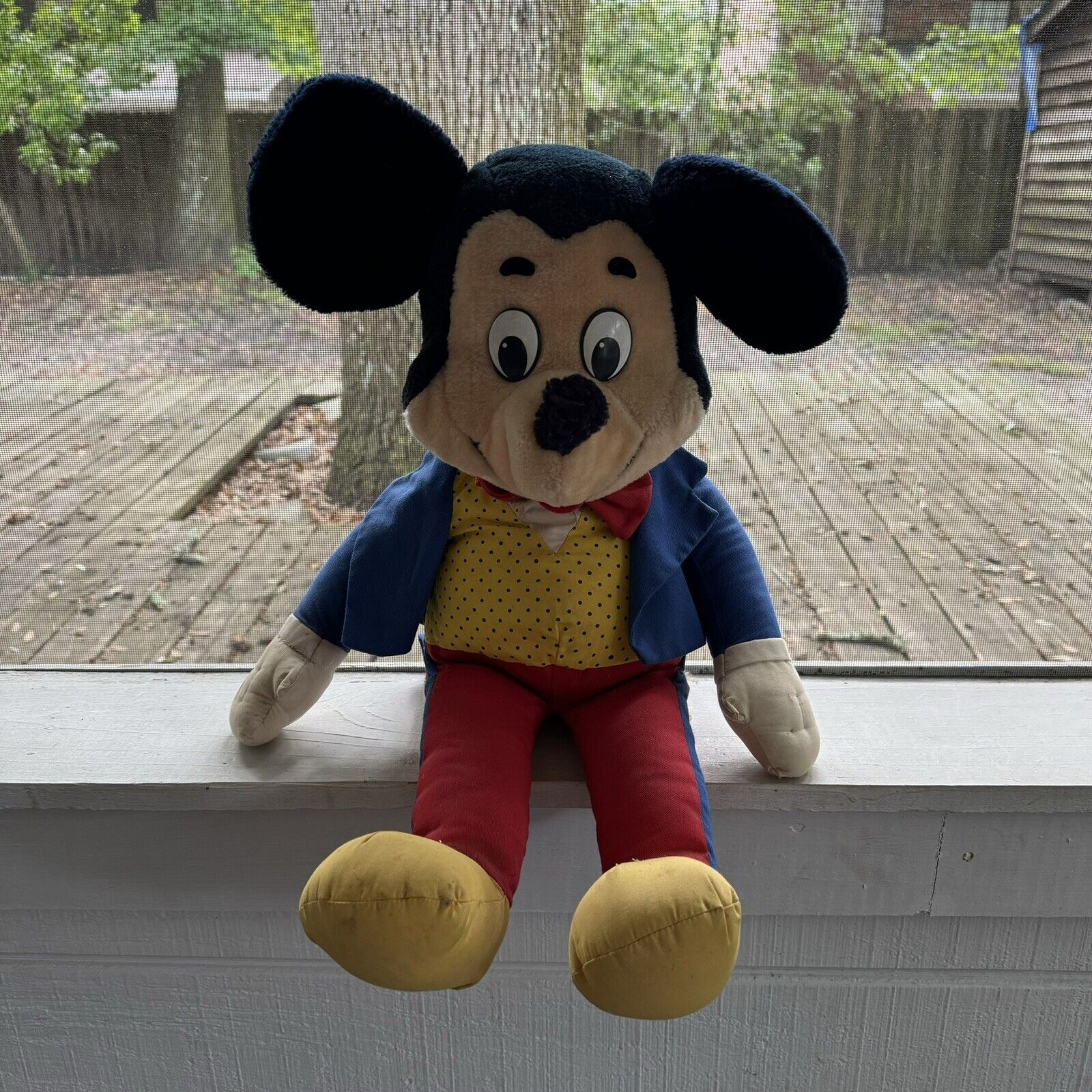 Vintage 60’s 70’s Knickerbocker Micky Mouse Jumbo Plush Stuffed Doll 26” USA