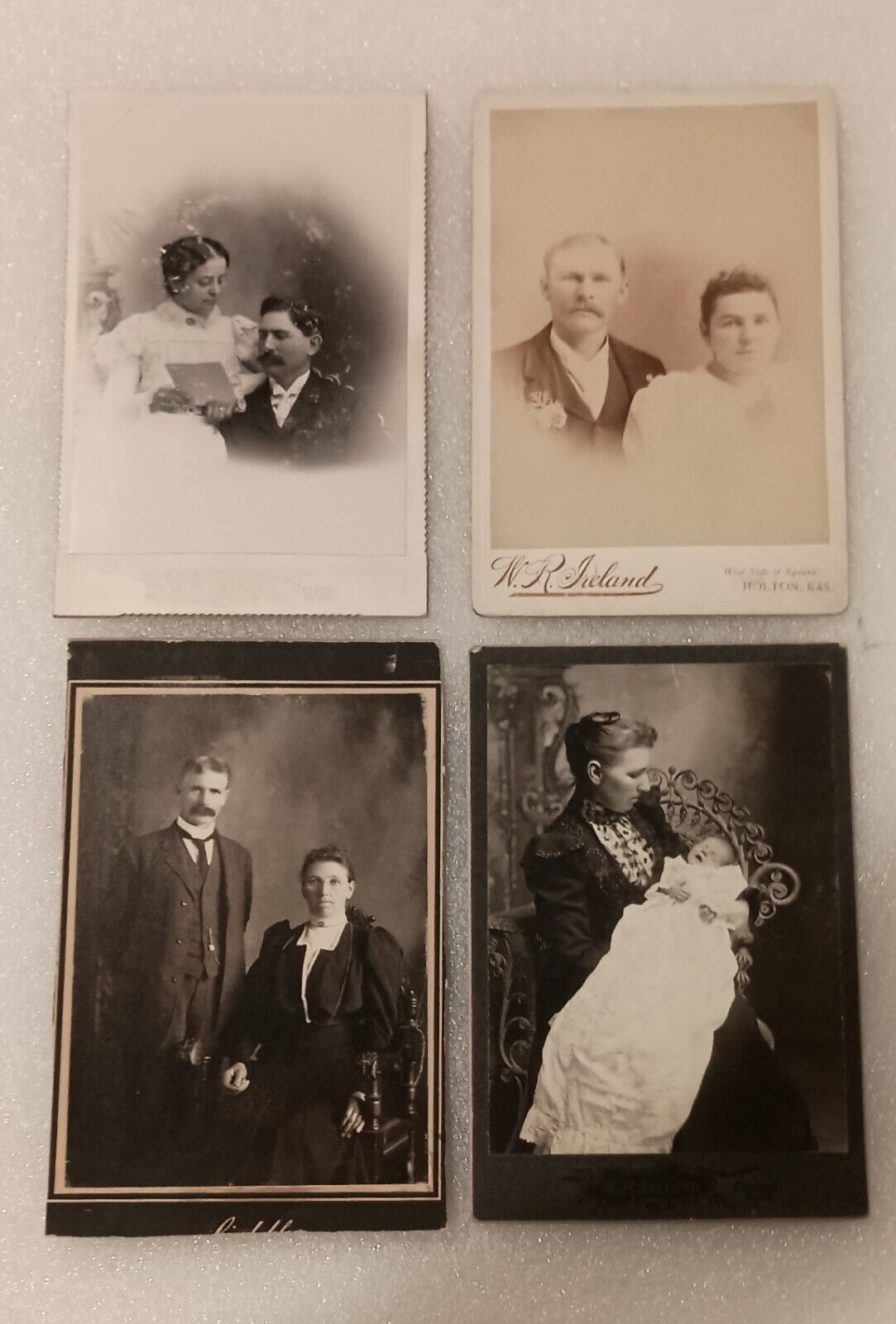 Lot Of 4 - Antique Cabinet Photos Women w/ Baby & Couples Holton, Kansas 1800\'s