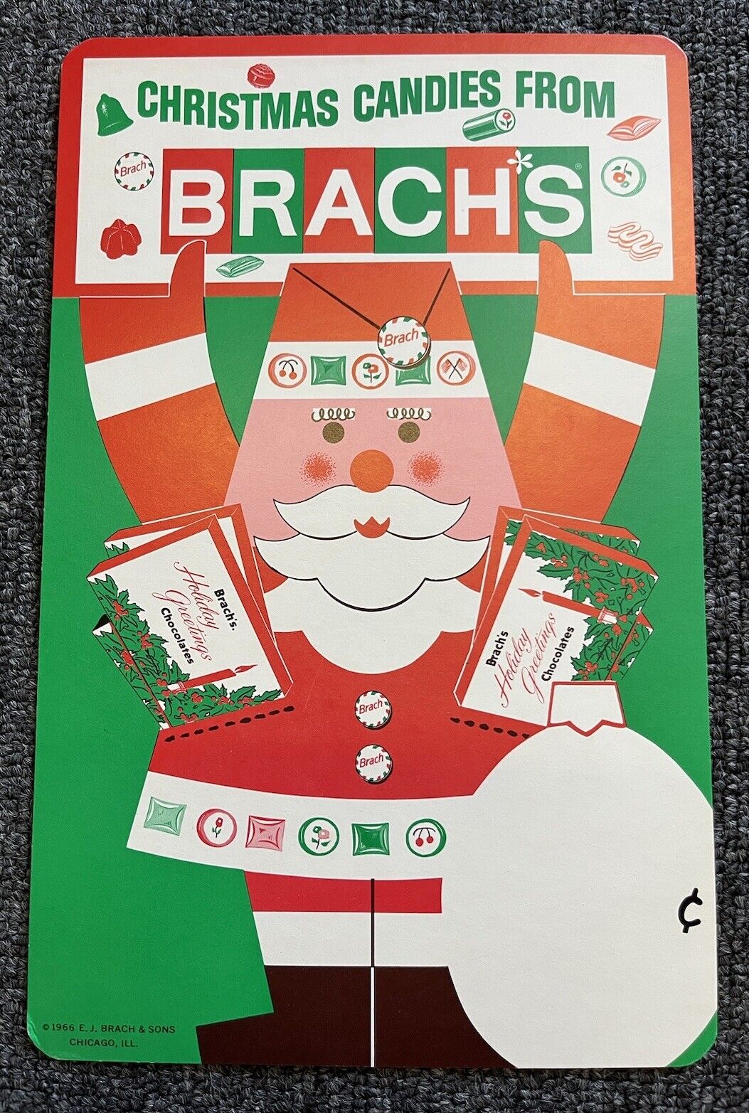 Vintage Brach’s Christmas Candy Advertisement Poster 1966