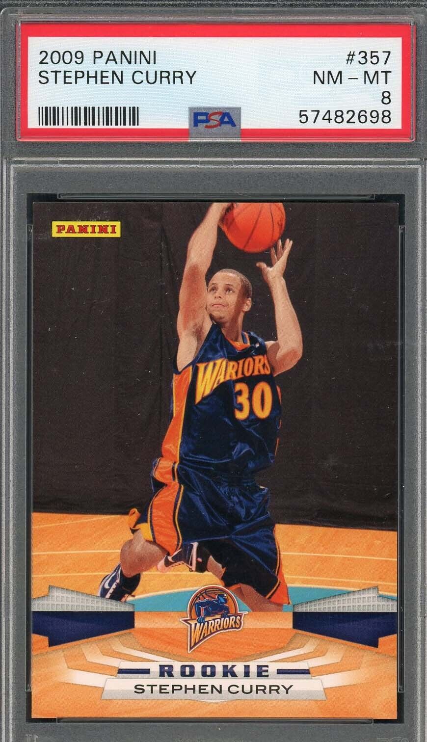 Stephen Curry 2009 Panini Basketball Rookie Card RC #357 Graded PSA 8