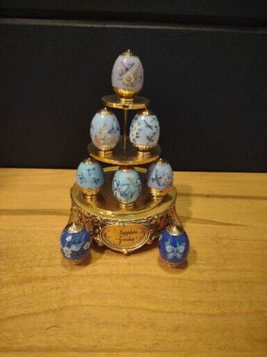 Franklin Mint Sapphire Garden House of Faberge Set Of 8 Eggs 