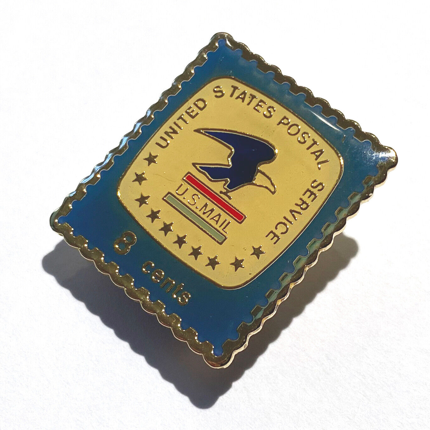USPS Vintage 70s 80s Postal Service Emblem 8c Stamp Collectible Enamel Pin