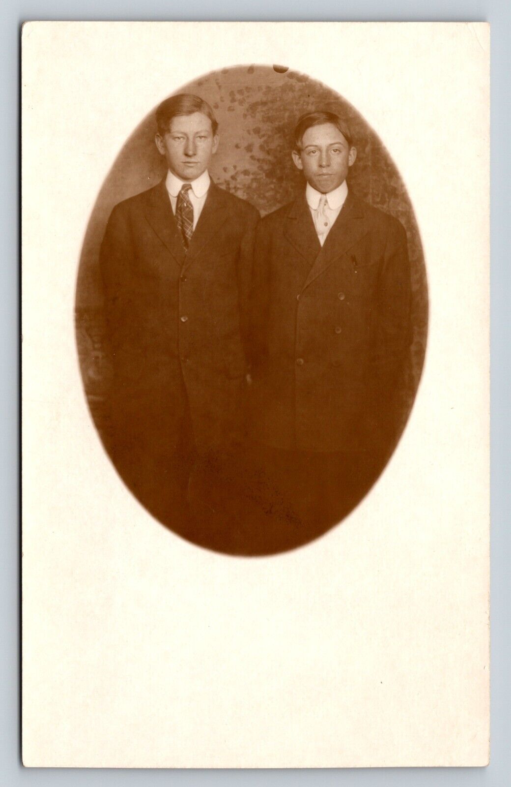 RPPC Two Young Men with Jacket & Ties AZO 1904-1918 ANTIQUE Postcard 1367