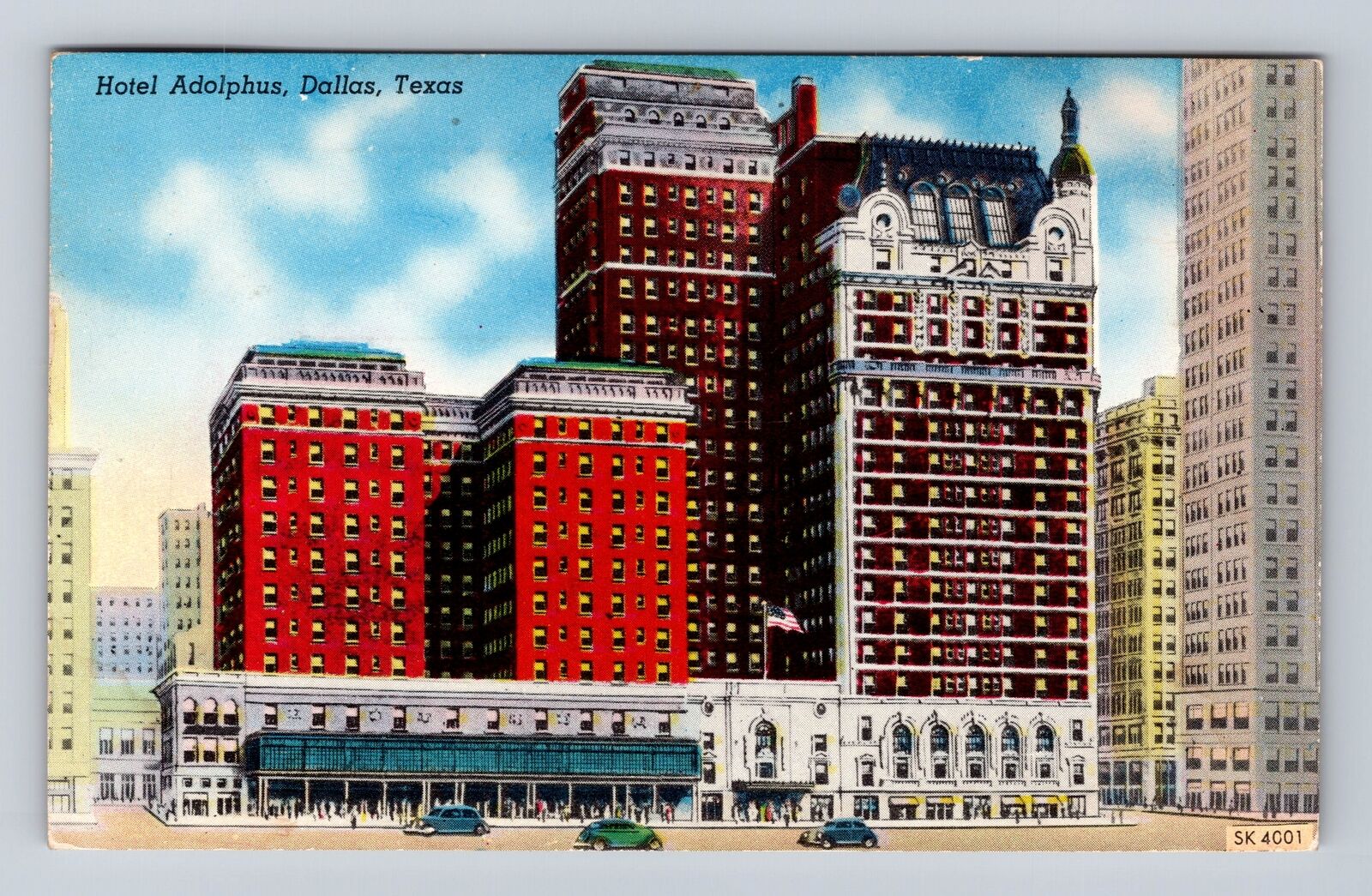 Dallas TX-Texas, Hotel Adolphus Street Scene, Advertising Vintage c1954 Postcard