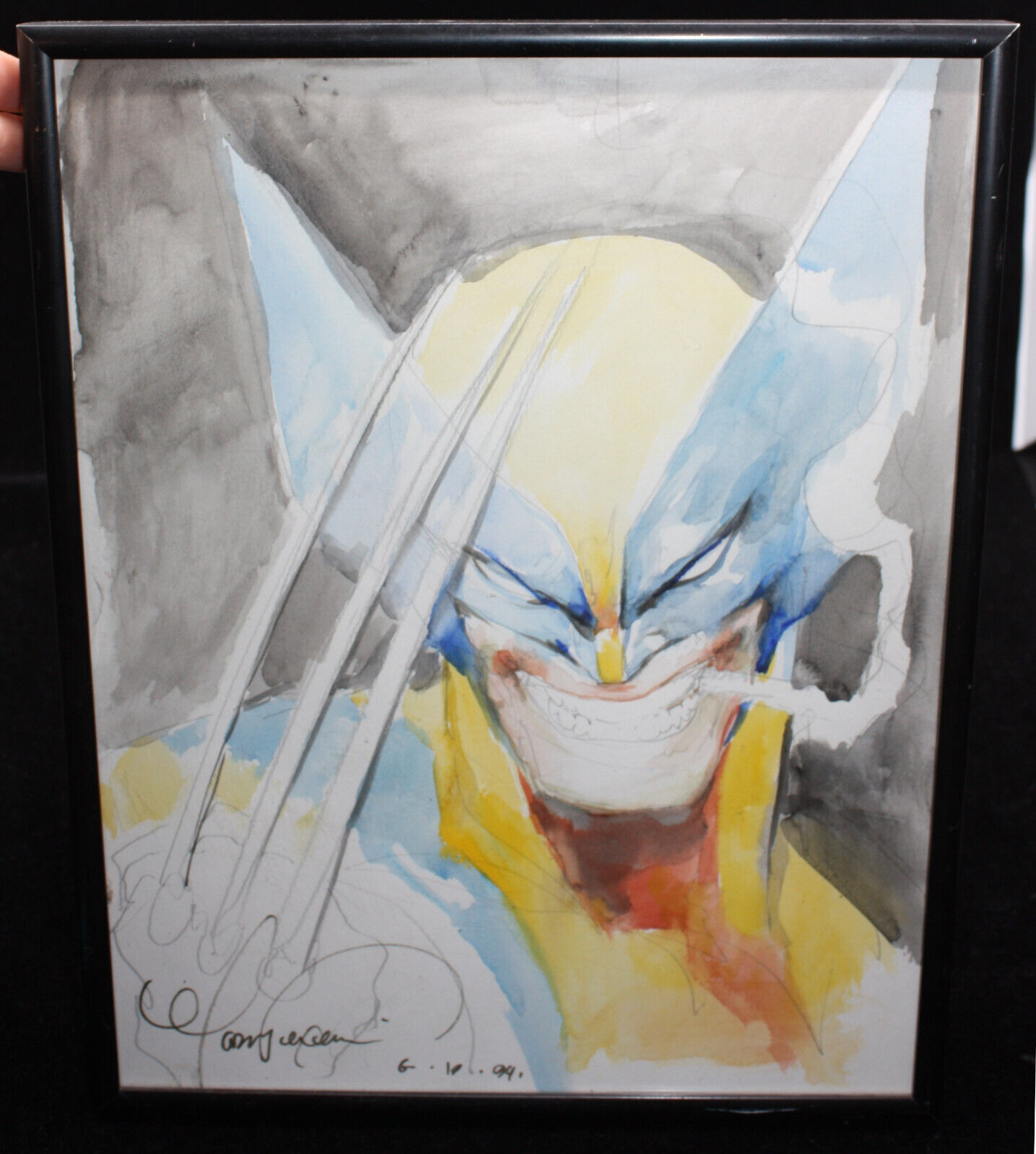 Wolverine Watercolor & Pencil Framed Art by Mark Texeira - Signed - 1994