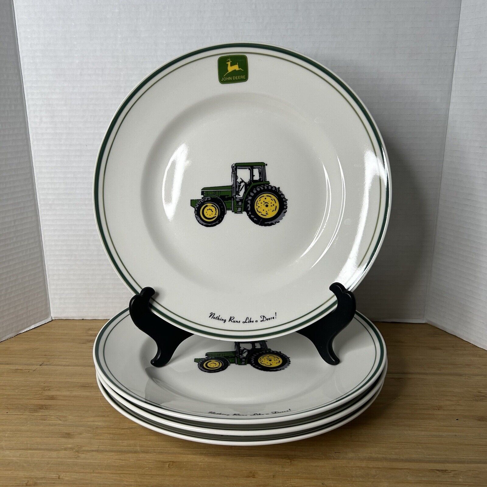 4 Gibson John Deere Tractor 11.25” Dinner Plates \