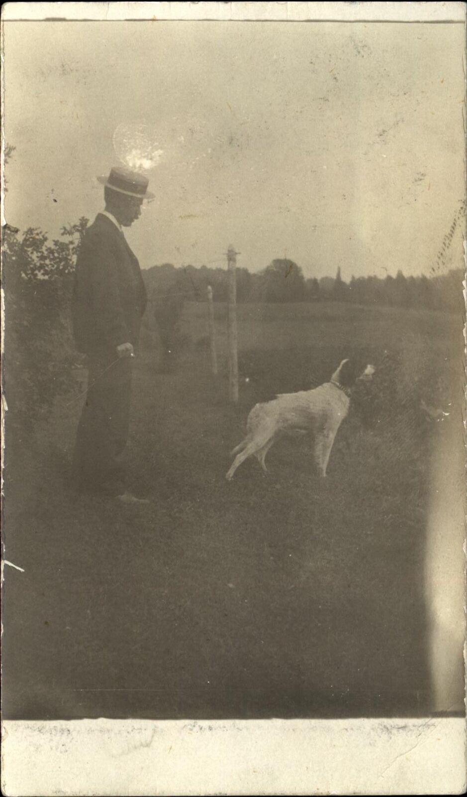 Man with hunting dog ~ UDB c1905 real photo RPPC to Anna Axelstrom BROOKLYN NY