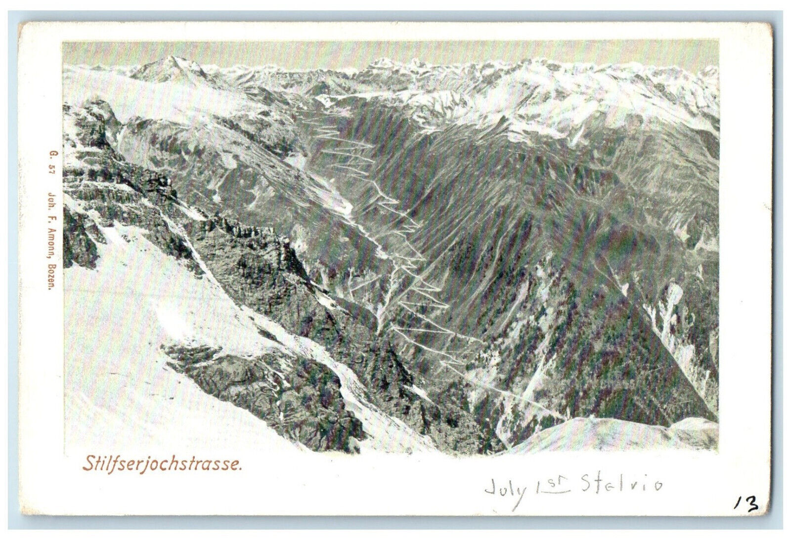 c1905 Stilfserjochstraße Autonome Provinz Bozen Sudtirol Italy Postcard