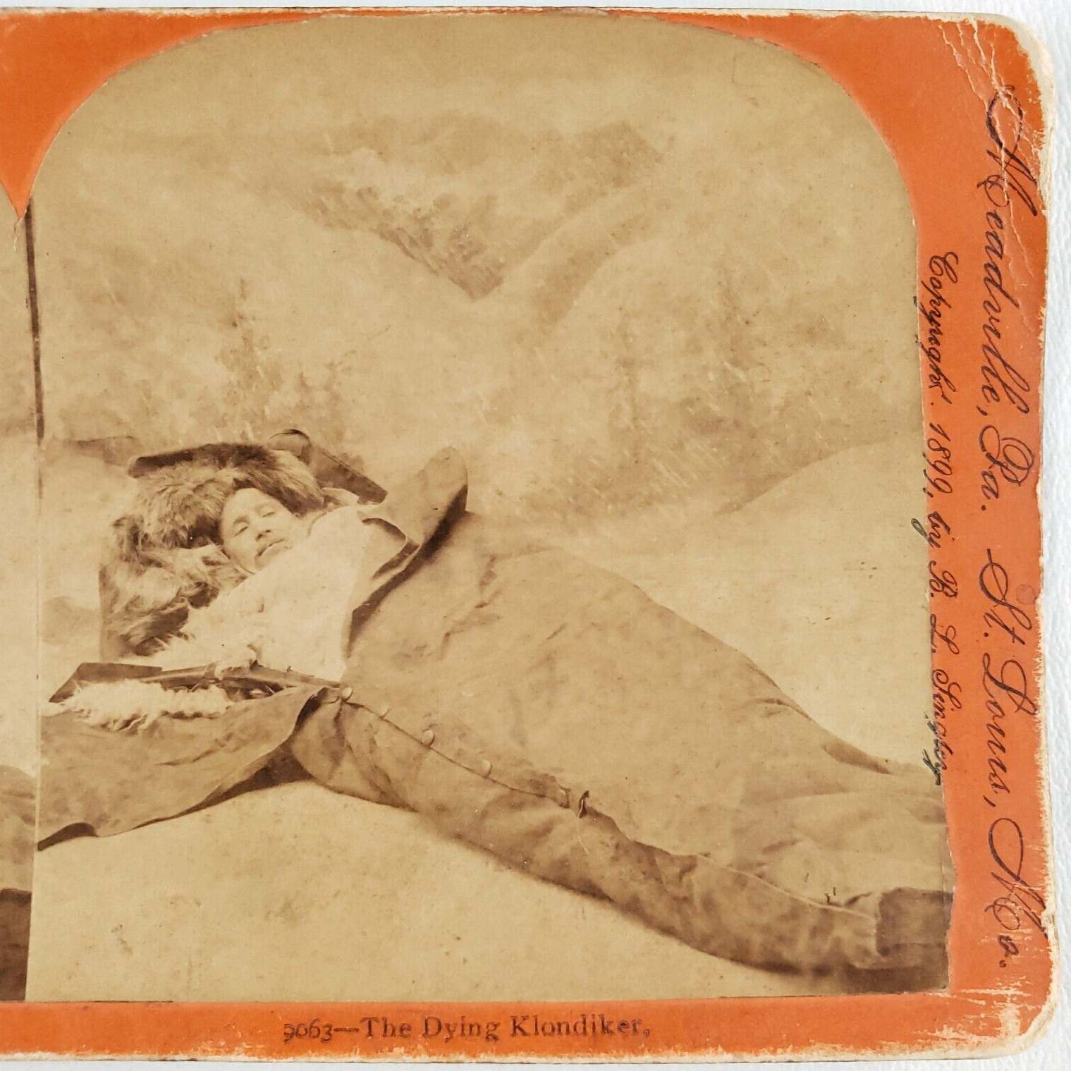 Gold Rush Dying Man Stereoview c1899 Dawson City Klondike Canada Keystone C736