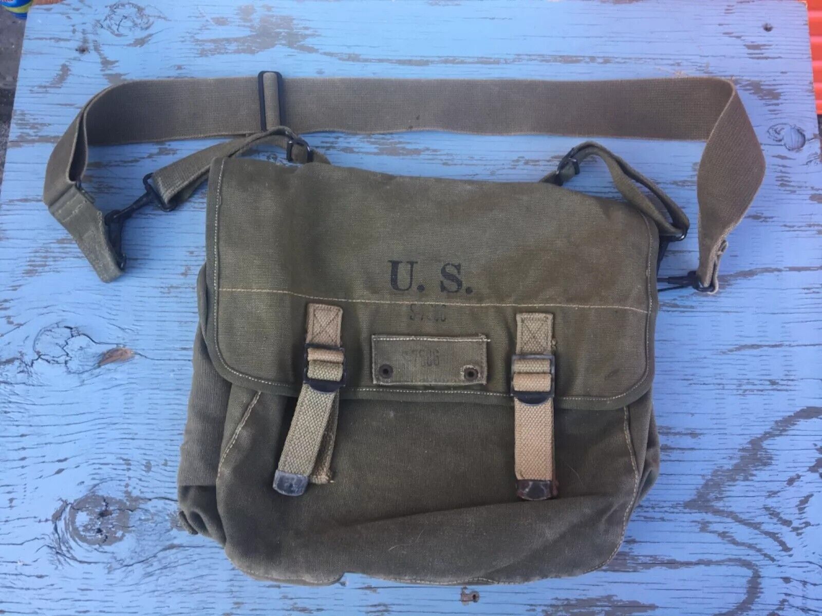 WW2 US M1936 Musette Bag OD Canvas Field Pack Late War BRADFORD & CO INC 1945