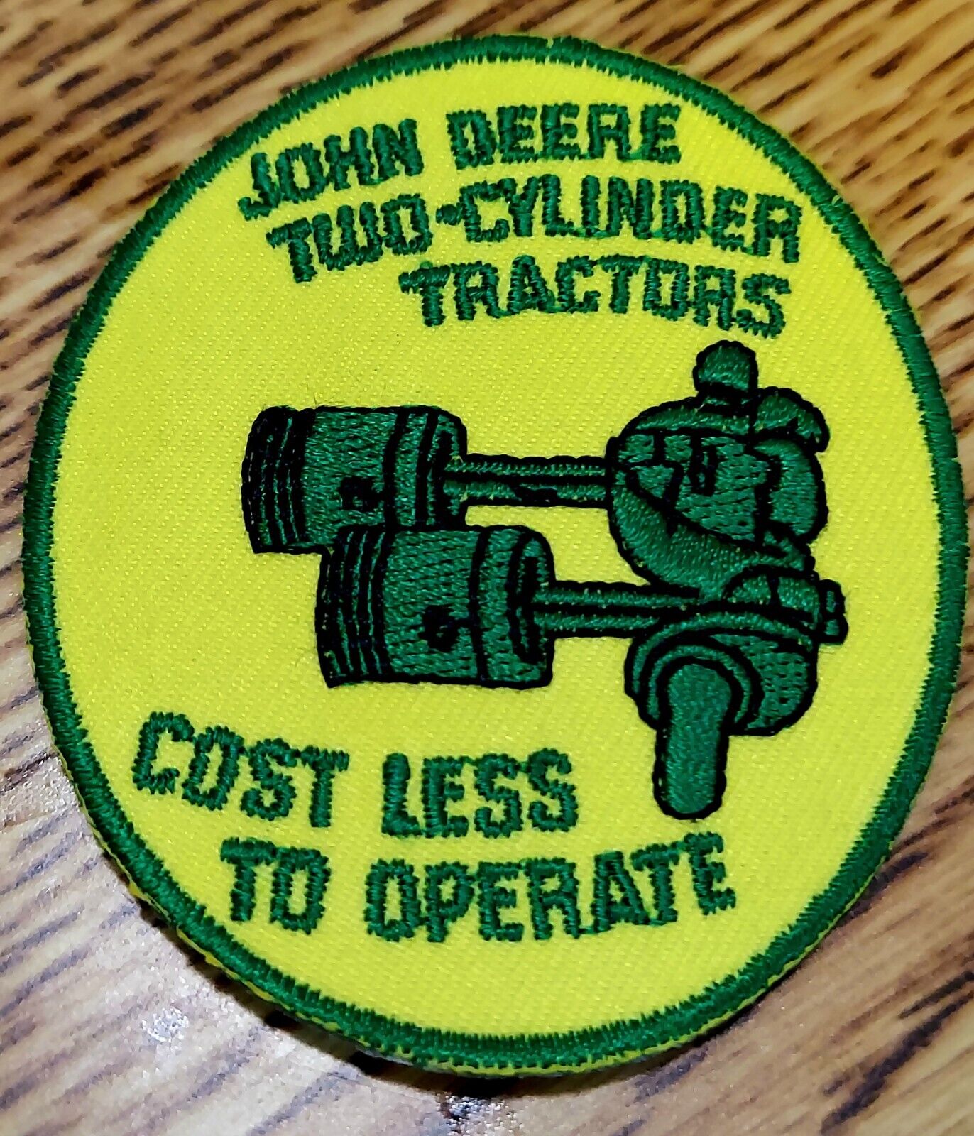 Vintage JOHN DEERE Patch TWO CYLINDER TRACTORS COST LESS TO OPERATE HTF