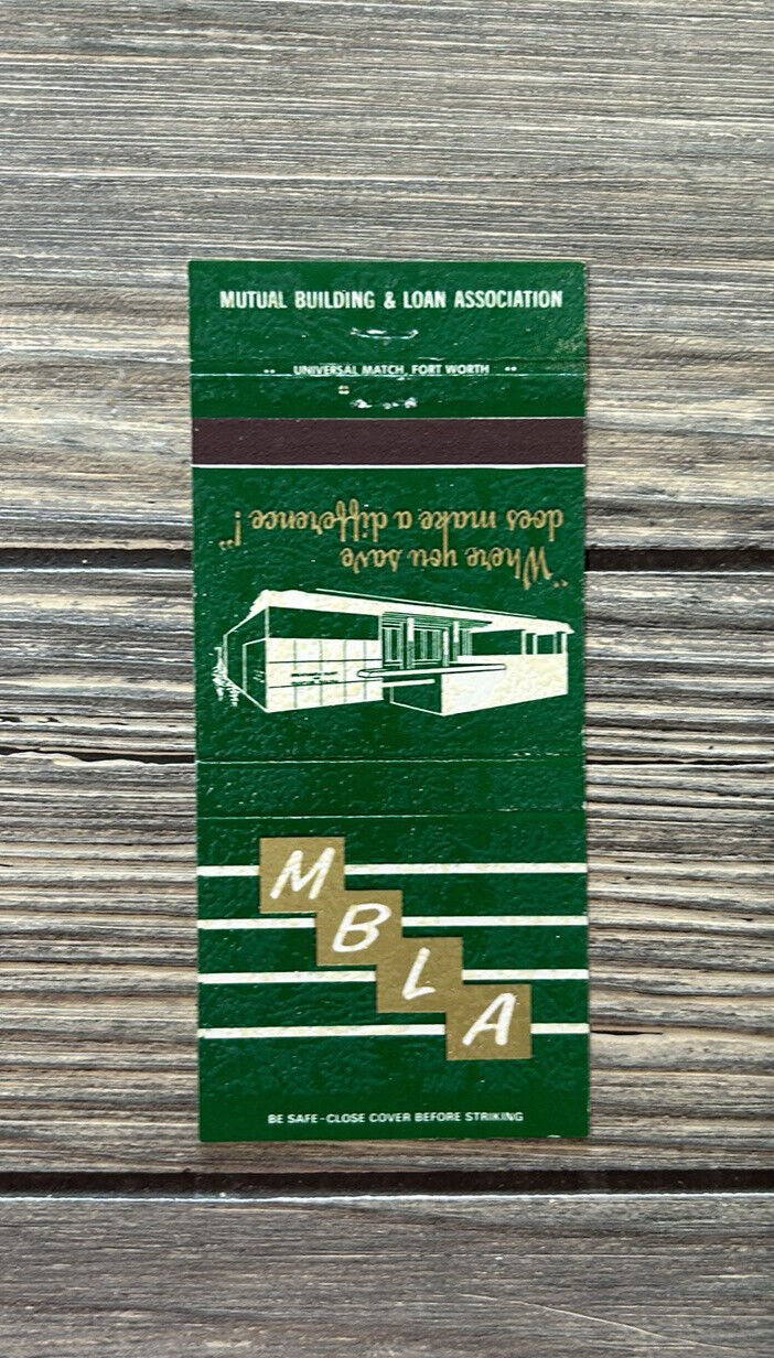 Vintage MBLA Mutual Building And Loan Association Matchbook Cover Advertisement 