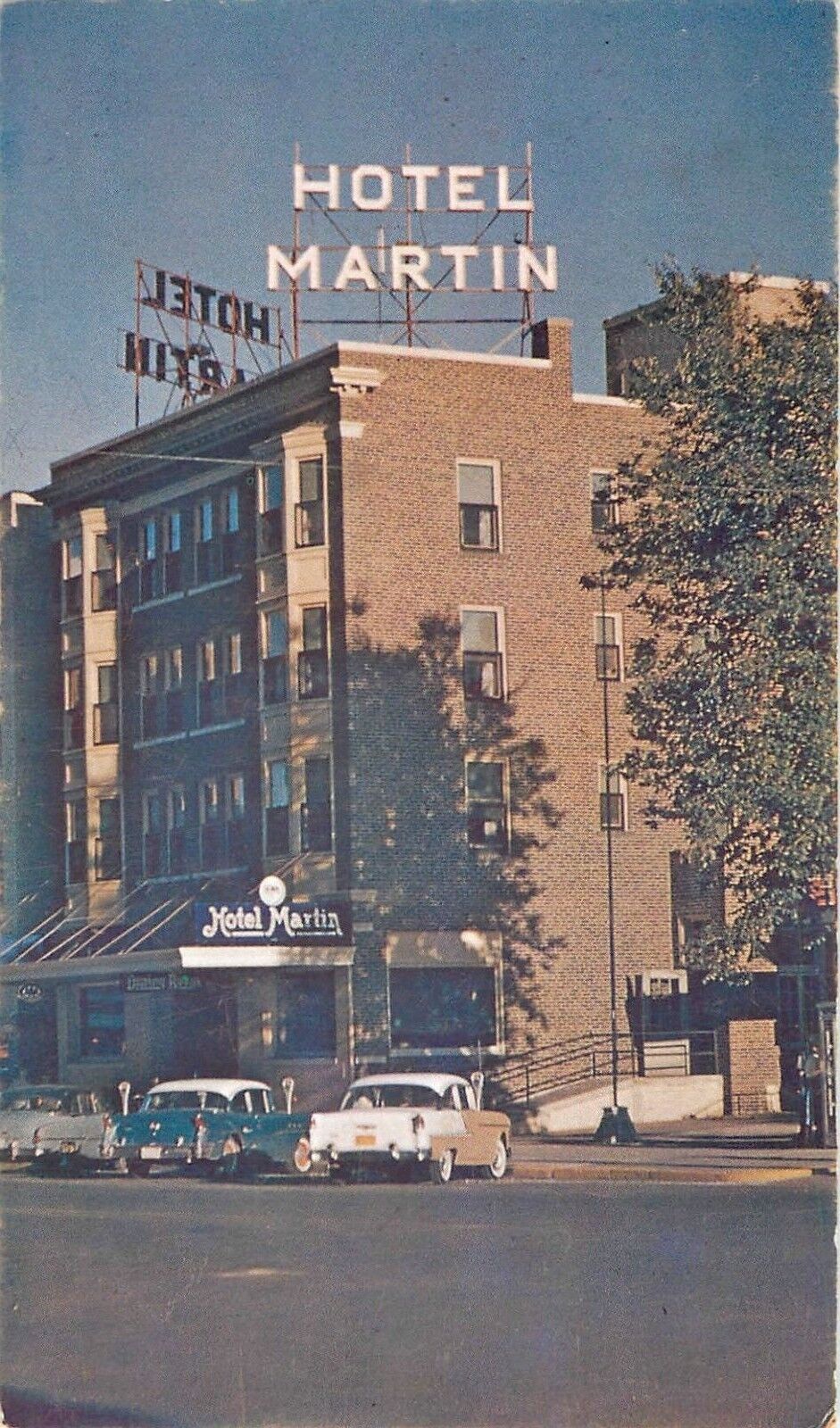 1950s Street View of Martin Hotel, Rochester, Minnesota Postcard