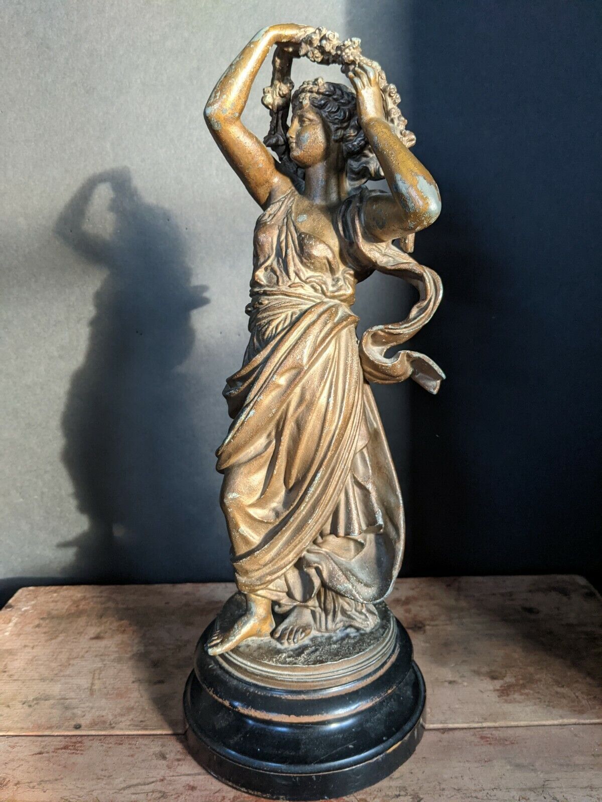 Antique Flora goddess Statue figurine Cast art nouveau woman Beauty Ecstasy 15\