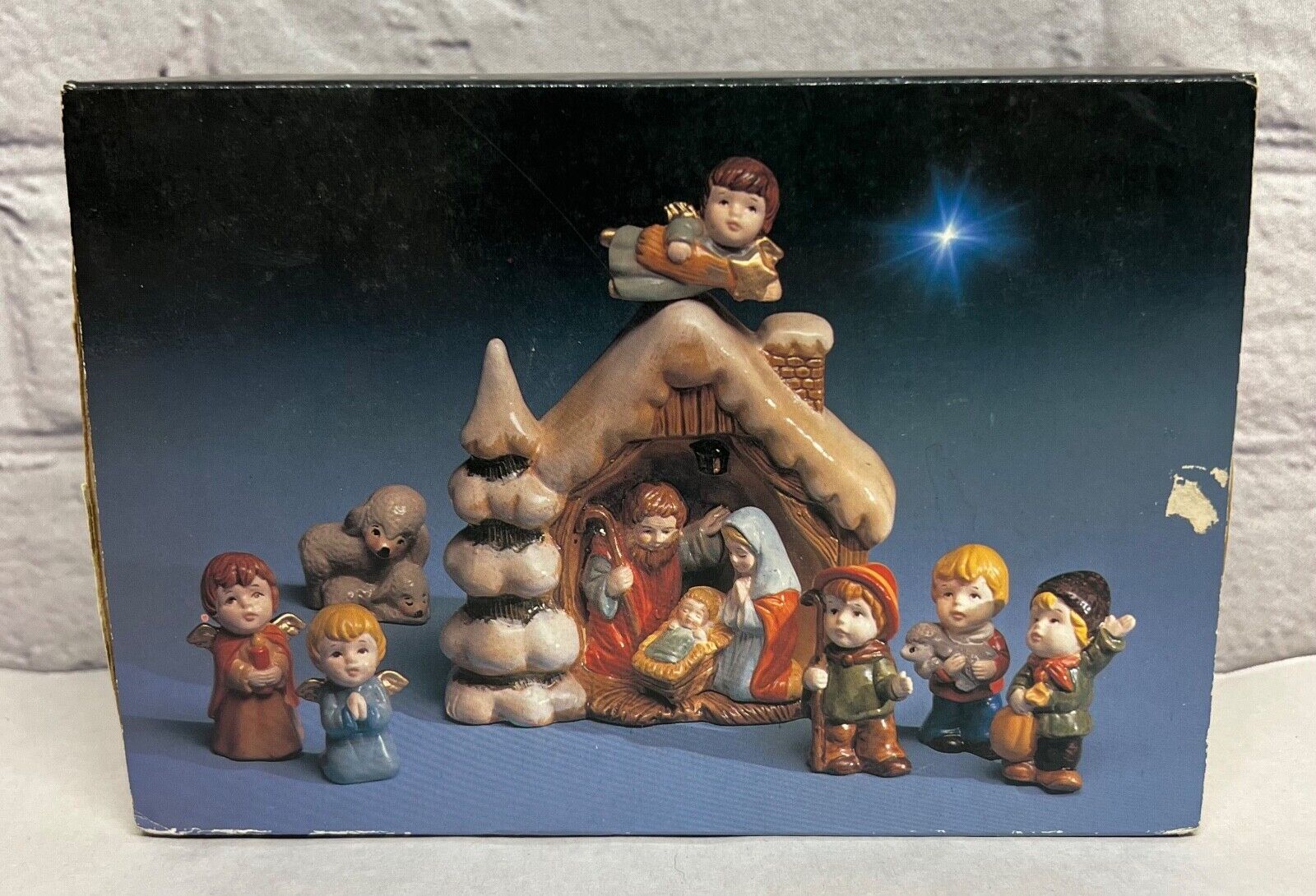 Vtg  Enesco Christmas Come To The Stable Children’s Nativity Scene Ceramic