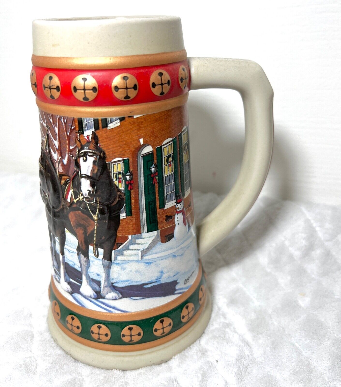 VTG 1993 Budweiser Holiday Stein Collection Hometown Holiday Mug Collection