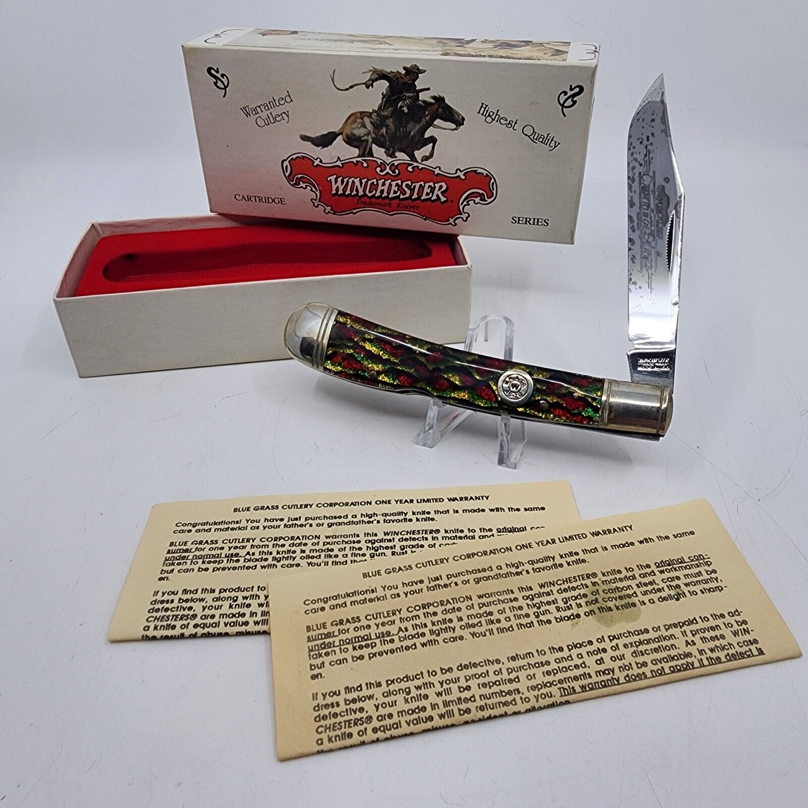 1994 Winchester Trademark USA #10107 Cartridge Christmas Tree Lock Back Knife